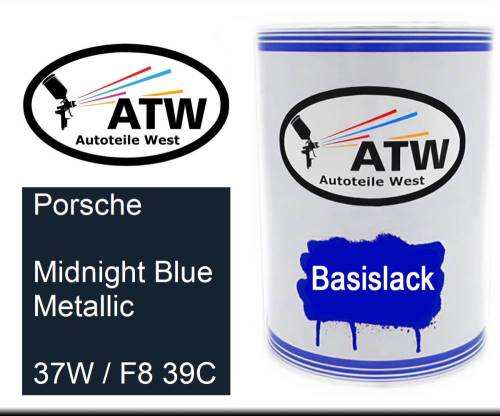 Porsche, Midnight Blue Metallic, 37W / F8 39C: 500ml Lackdose, von ATW Autoteile West.